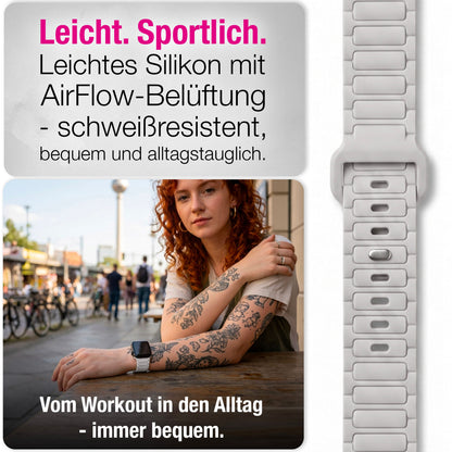 NALIA Pulse Silikon Armband kompatibel mit Apple Watch Armband iWatch Series Ultra/SE 10 9 8 7 6 5 4 3 2 1, 42/44/45/46/49mm, 3D Sportarmband mit Steck-Pin Verschluss