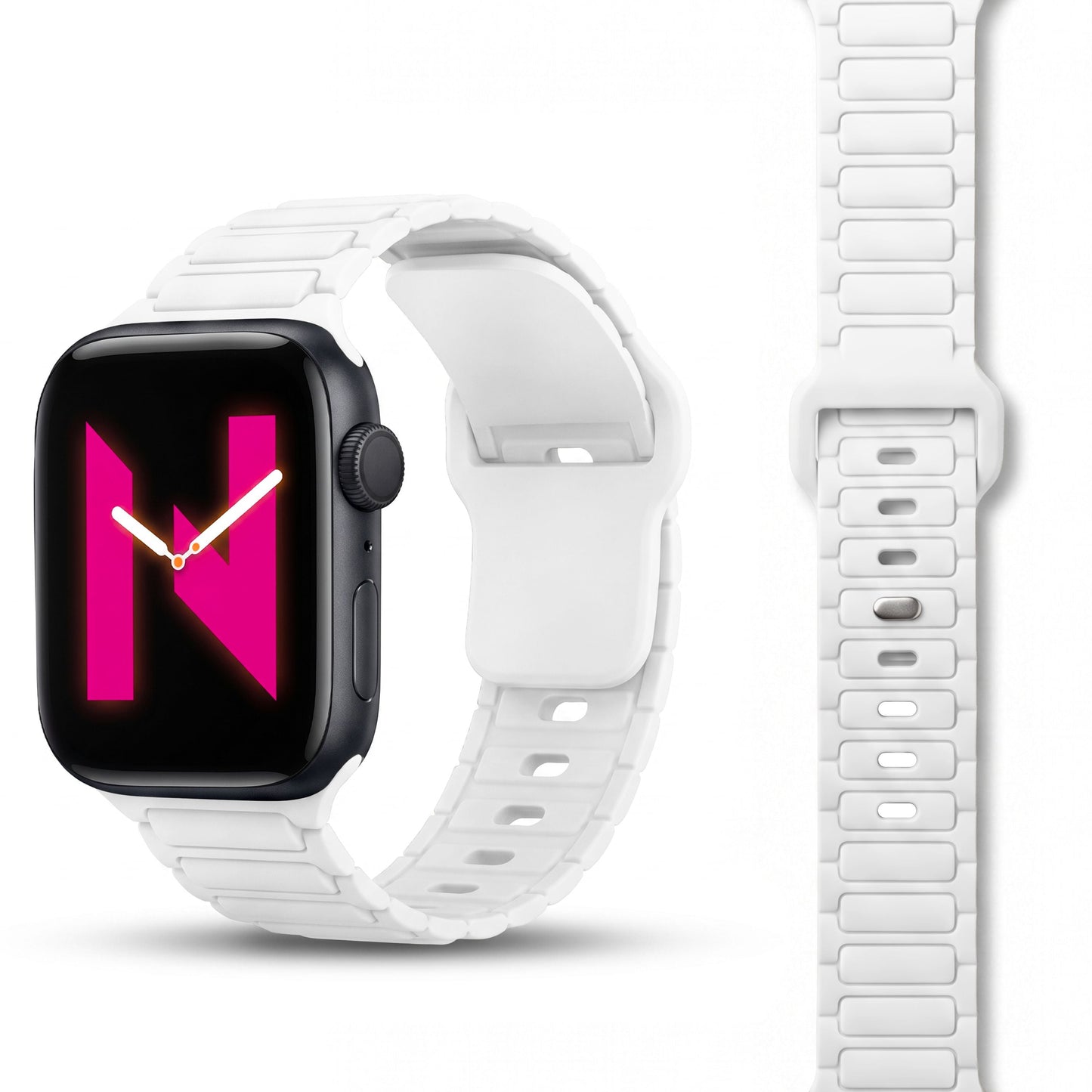 NALIA Pulse Silikon Armband kompatibel mit Apple Watch Armband iWatch Series Ultra/SE 10 9 8 7 6 5 4 3 2 1, 42/44/45/46/49mm, 3D Sportarmband mit Steck-Pin Verschluss