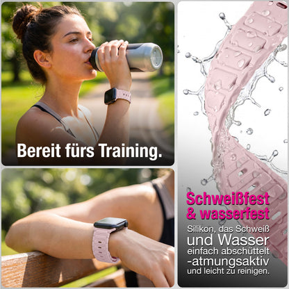 NALIA Pulse Silikon Armband kompatibel mit Apple Watch Armband iWatch Series Ultra/SE 10 9 8 7 6 5 4 3 2 1, 42/44/45/46/49mm, 3D Sportarmband mit Steck-Pin Verschluss