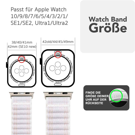NALIA Evolv Nylon Armband kompatibel mit Apple Watch Armband iWatch Series SE/10/9/8/7/6/5/4/3/2/1, 38/40/41/42mm, Gewebtes Stoffband Elastisch Uhrenband mit Klettverschluss