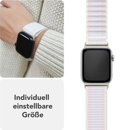 NALIA Evolv Nylon Armband kompatibel mit Apple Watch Armband iWatch Series SE/10/9/8/7/6/5/4/3/2/1, 38/40/41/42mm, Gewebtes Stoffband Elastisch Uhrenband mit Klettverschluss