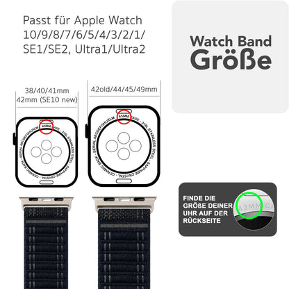 NALIA Evolv Nylon Armband kompatibel mit Apple Watch Armband iWatch Series SE/10/9/8/7/6/5/4/3/2/1, 38/40/41/42mm, Gewebtes Stoffband Elastisch Uhrenband mit Klettverschluss