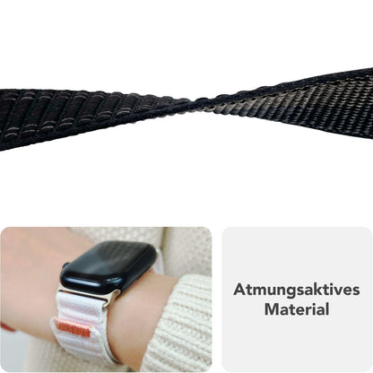 NALIA Evolv Nylon Armband kompatibel mit Apple Watch Armband iWatch Series SE/10/9/8/7/6/5/4/3/2/1, 38/40/41/42mm, Gewebtes Stoffband Elastisch Uhrenband mit Klettverschluss