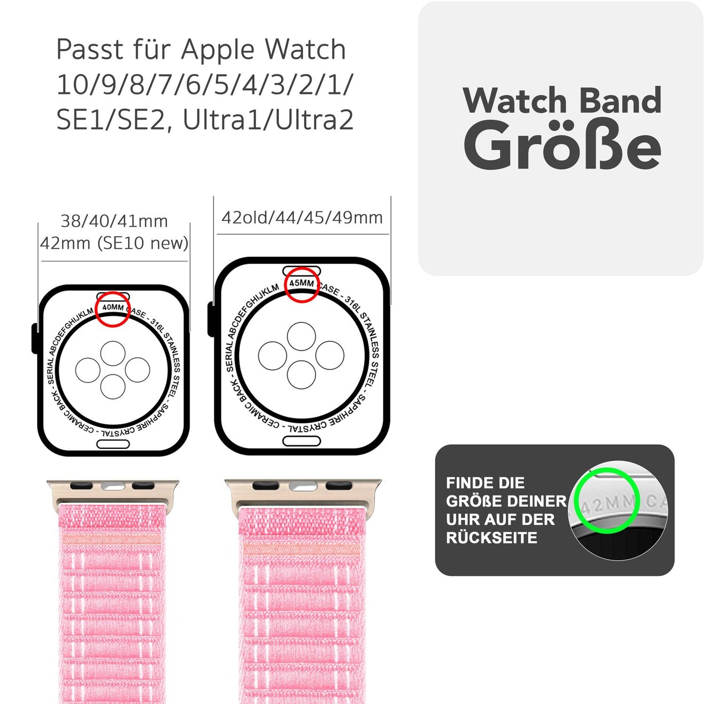 NALIA Evolv Nylon Armband kompatibel mit Apple Watch Armband iWatch Series SE/10/9/8/7/6/5/4/3/2/1, 38/40/41/42mm, Gewebtes Stoffband Elastisch Uhrenband mit Klettverschluss