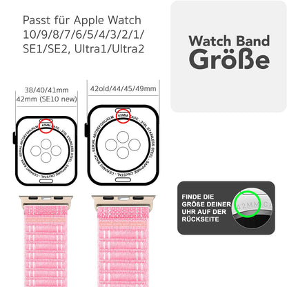 NALIA Evolv Nylon Armband kompatibel mit Apple Watch Armband iWatch Series SE/10/9/8/7/6/5/4/3/2/1, 38/40/41/42mm, Gewebtes Stoffband Elastisch Uhrenband mit Klettverschluss