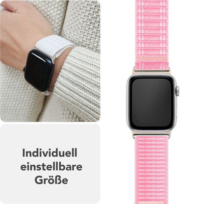 NALIA Evolv Nylon Armband kompatibel mit Apple Watch Armband iWatch Series SE/10/9/8/7/6/5/4/3/2/1, 38/40/41/42mm, Gewebtes Stoffband Elastisch Uhrenband mit Klettverschluss