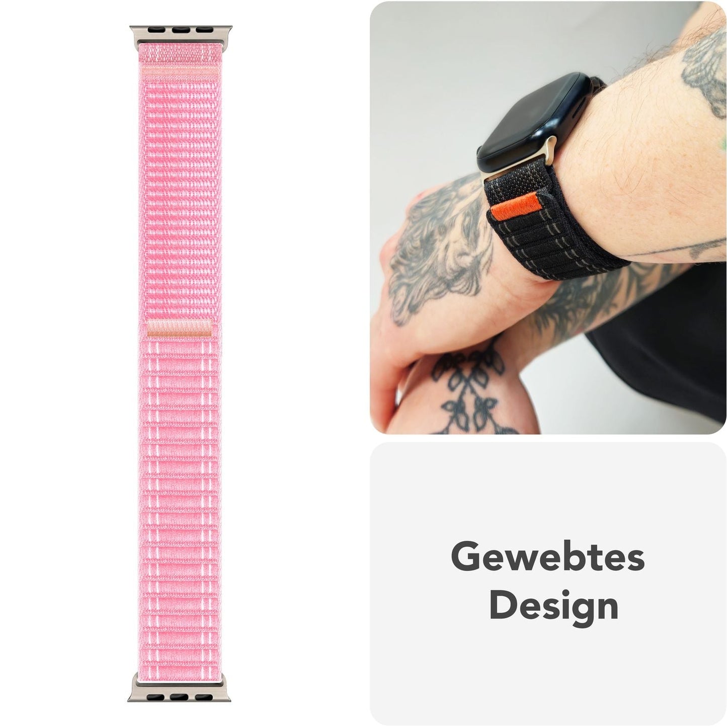 NALIA Evolv Nylon Armband kompatibel mit Apple Watch Armband iWatch Series SE/10/9/8/7/6/5/4/3/2/1, 38/40/41/42mm, Gewebtes Stoffband Elastisch Uhrenband mit Klettverschluss