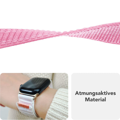 NALIA Evolv Nylon Armband kompatibel mit Apple Watch Armband iWatch Series SE/10/9/8/7/6/5/4/3/2/1, 38/40/41/42mm, Gewebtes Stoffband Elastisch Uhrenband mit Klettverschluss