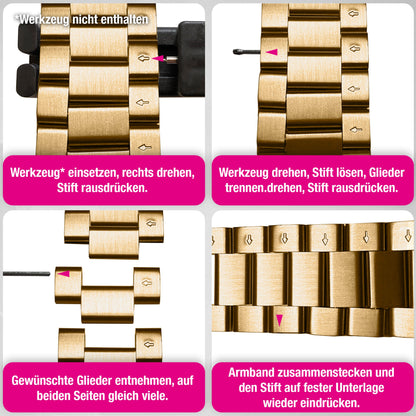 NALIA Mova Edelstahl Armband kompatibel mit Apple Watch Armband iWatch Series SE/10/9/8/7/6/5/4/3/2/1, 38/40/41/42mm, Metall Ersatzarmband mit Doppelfaltschließe, Rostfrei