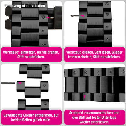 NALIA Mova Edelstahl Armband kompatibel mit Apple Watch Armband iWatch Series SE/10/9/8/7/6/5/4/3/2/1, 38/40/41/42mm, Metall Ersatzarmband mit Doppelfaltschließe, Rostfrei