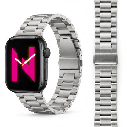 NALIA Mova Edelstahl Armband kompatibel mit Apple Watch Armband iWatch Series SE/10/9/8/7/6/5/4/3/2/1, 38/40/41/42mm, Metall Ersatzarmband mit Doppelfaltschließe, Rostfrei