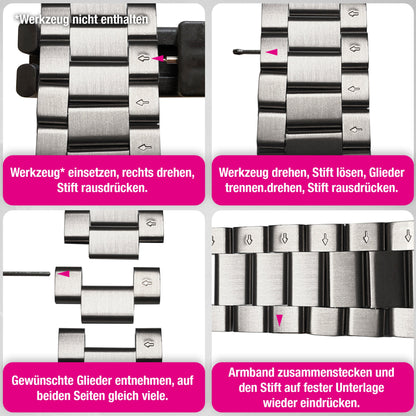 NALIA Mova Edelstahl Armband kompatibel mit Apple Watch Armband iWatch Series SE/10/9/8/7/6/5/4/3/2/1, 38/40/41/42mm, Metall Ersatzarmband mit Doppelfaltschließe, Rostfrei