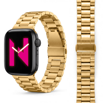 NALIA Mova Edelstahl Armband kompatibel mit Apple Watch Armband Series Ultra/SE 10/9/8/7/6/5/4/3/2/1, 42/44/45/46/49mm, Metall Ersatzarmband mit Doppelfaltschließe, Rostfrei