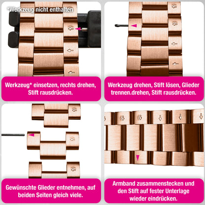 NALIA Mova Edelstahl Armband kompatibel mit Apple Watch Armband Series Ultra/SE 10/9/8/7/6/5/4/3/2/1, 42/44/45/46/49mm, Metall Ersatzarmband mit Doppelfaltschließe, Rostfrei