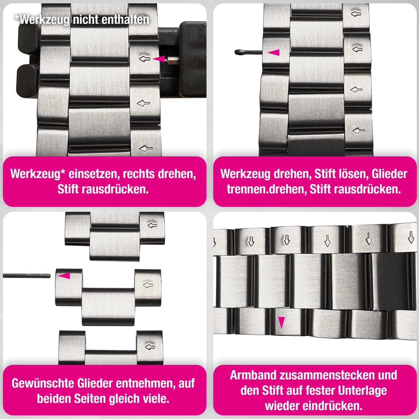 NALIA Mova Edelstahl Armband kompatibel mit Apple Watch Armband Series Ultra/SE 10/9/8/7/6/5/4/3/2/1, 42/44/45/46/49mm, Metall Ersatzarmband mit Doppelfaltschließe, Rostfrei