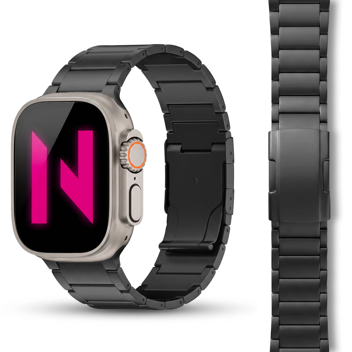 NALIA Argon Titan Armband kompatibel mit Apple Watch Armband iWatch Series SE/10/9/8/7/6/5/4/3/2/1, 38/40/41/42mm, Metall Ersatzarmband mit Faltschließe, Matt, Leicht, Rostfrei