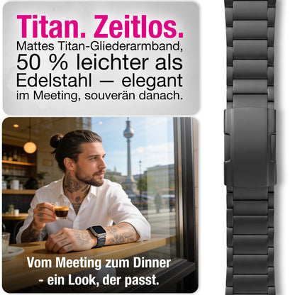 NALIA Argon Titan Armband kompatibel mit Apple Watch Armband iWatch Series SE/10/9/8/7/6/5/4/3/2/1, 38/40/41/42mm, Metall Ersatzarmband mit Faltschließe, Matt, Leicht, Rostfrei