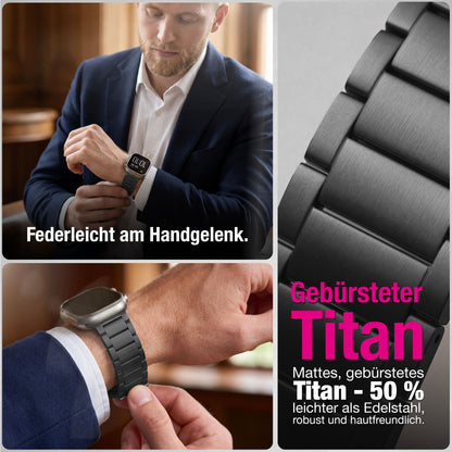 NALIA Argon Titan Armband kompatibel mit Apple Watch Armband iWatch Series SE/10/9/8/7/6/5/4/3/2/1, 38/40/41/42mm, Metall Ersatzarmband mit Faltschließe, Matt, Leicht, Rostfrei