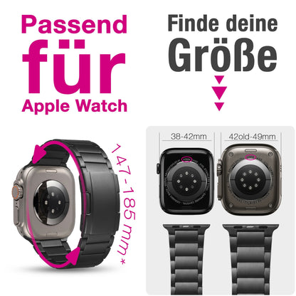 NALIA Argon Titan Armband kompatibel mit Apple Watch Armband iWatch Series SE/10/9/8/7/6/5/4/3/2/1, 38/40/41/42mm, Metall Ersatzarmband mit Faltschließe, Matt, Leicht, Rostfrei