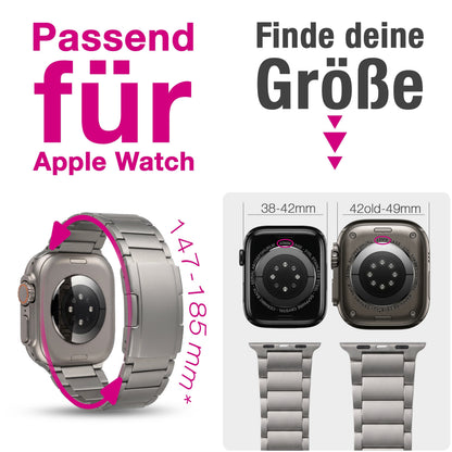 NALIA Argon Titan Armband kompatibel mit Apple Watch Armband iWatch Series SE/10/9/8/7/6/5/4/3/2/1, 38/40/41/42mm, Metall Ersatzarmband mit Faltschließe, Matt, Leicht, Rostfrei