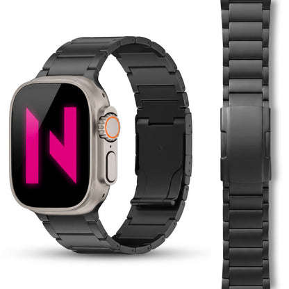 NALIA Argon Titan Armband kompatibel mit Apple iWatch Ultra/SE Series 10 9 8 7 6 5 4 3 2 1 42/44/45/46/49mm, Metall Ersatzarmband mit Doppelfaltschließe, Metallarmband Rostfrei