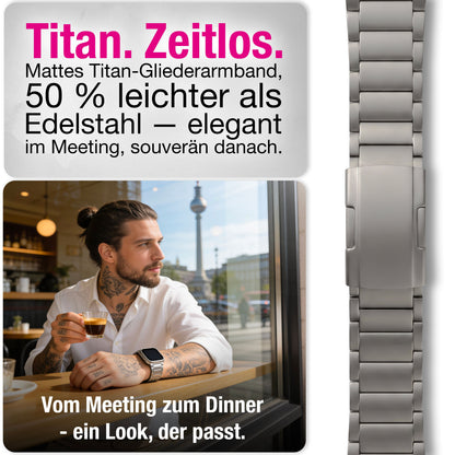 NALIA Argon Titan Armband kompatibel mit Apple iWatch Ultra/SE Series 10 9 8 7 6 5 4 3 2 1 42/44/45/46/49mm, Metall Ersatzarmband mit Doppelfaltschließe, Metallarmband Rostfrei