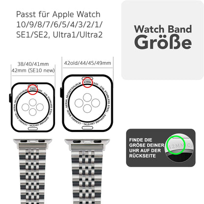 NALIA Trivo Edelstahl Armband kompatibel mit Apple Watch Armband SE Series 10 9 8 7 6 5 4 3 2 1 38/40/41/42mm, Metall Ersatzarmband mit Schmetterlingsschließe, Rostfrei