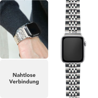 NALIA Trivo Edelstahl Armband kompatibel mit Apple Watch Armband Ultra/SE Series 10 9 8 7 6 5 4 3 2 1, 42/44/45/46/49mm, Ersatzarmband mit Schmetterlingsschließe, Rostfrei