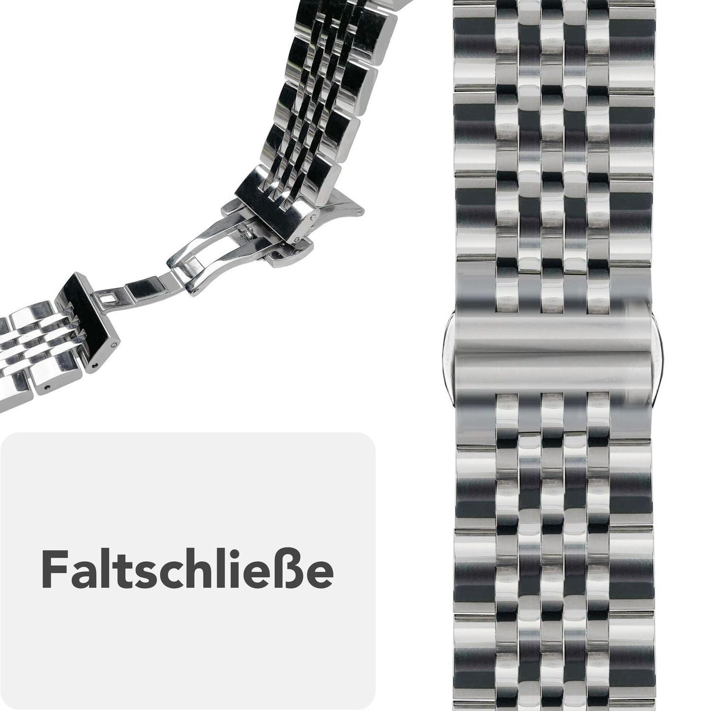 NALIA Trivo Edelstahl Armband kompatibel mit Apple Watch Armband Ultra/SE Series 10 9 8 7 6 5 4 3 2 1, 42/44/45/46/49mm, Ersatzarmband mit Schmetterlingsschließe, Rostfrei