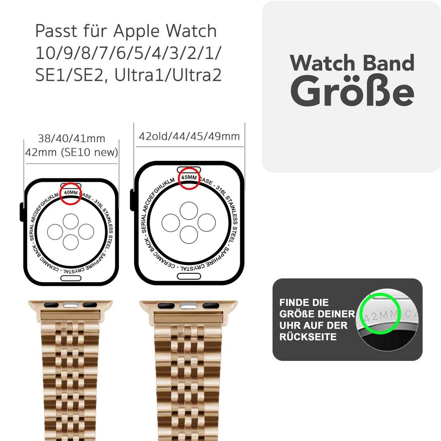 NALIA Trivo Edelstahl Armband kompatibel mit Apple Watch Armband Ultra/SE Series 10 9 8 7 6 5 4 3 2 1, 42/44/45/46/49mm, Ersatzarmband mit Schmetterlingsschließe, Rostfrei