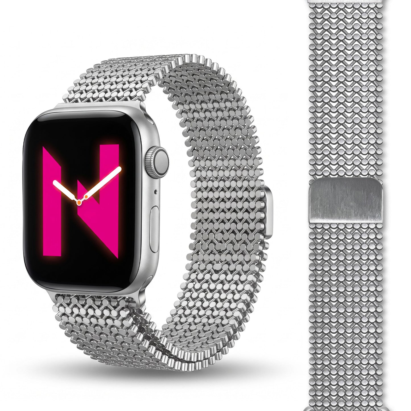 NALIA Alvia Edelstahl Armband kompatibel mit Apple Watch Armband SE/iWatch Series 10 9 8 7 6 5 4 3 2 1, 38/40/41/42mm, Magnetisches Mesh Loop-Armband, Metall Band Atmungsaktiv