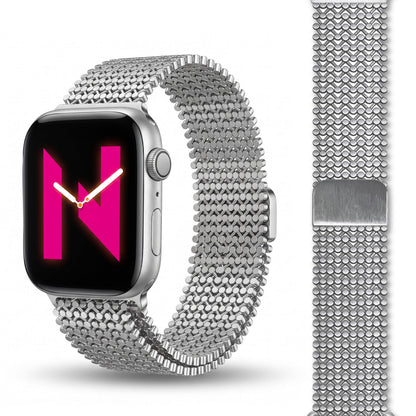 NALIA Alvia Edelstahl Armband kompatibel mit Apple Watch Armband SE/iWatch Series 10 9 8 7 6 5 4 3 2 1, 38/40/41/42mm, Magnetisches Mesh Loop-Armband, Metall Band Atmungsaktiv