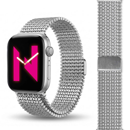 NALIA Alvia Edelstahl Armband kompatibel mit Apple Watch Armband SE/iWatch Series 10 9 8 7 6 5 4 3 2 1, 38/40/41/42mm, Magnetisches Mesh Loop-Armband, Metall Band Atmungsaktiv