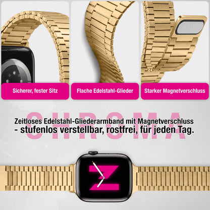 NALIA Chronos Edelstahl Armband kompatibel mit Apple Watch Armband SE iWatch Series 10 9 8 7 6 5 4 3 2 1 38/40/41/42mm, Magnetisches Loop-Armband aus Metall mit Schnellverschluss