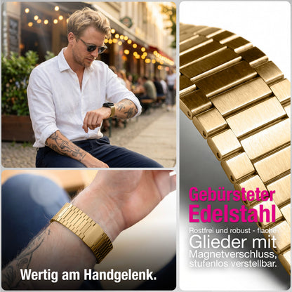NALIA Chronos Edelstahl Armband kompatibel mit Apple Watch Armband SE iWatch Series 10 9 8 7 6 5 4 3 2 1 38/40/41/42mm, Magnetisches Loop-Armband aus Metall mit Schnellverschluss