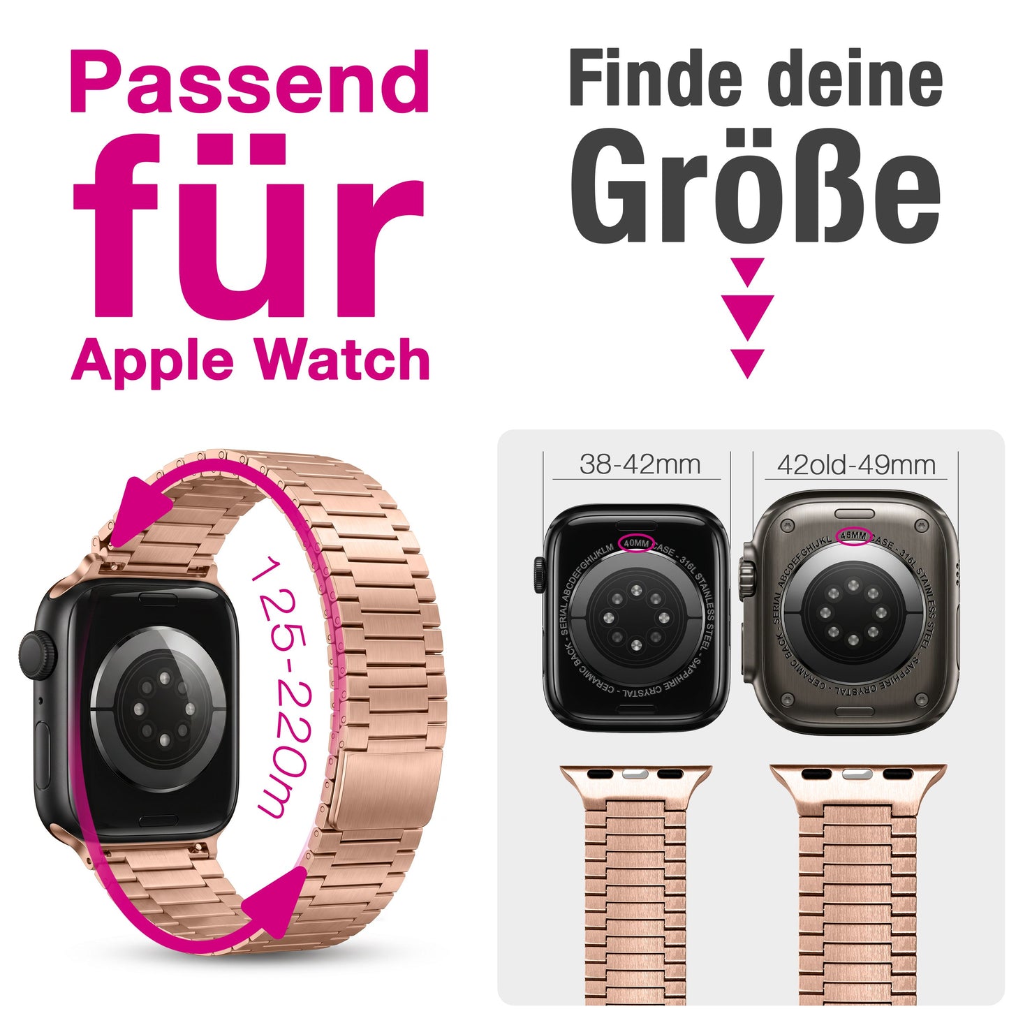 NALIA Chronos Edelstahl Armband kompatibel mit Apple Watch Armband SE iWatch Series 10 9 8 7 6 5 4 3 2 1 38/40/41/42mm, Magnetisches Loop-Armband aus Metall mit Schnellverschluss