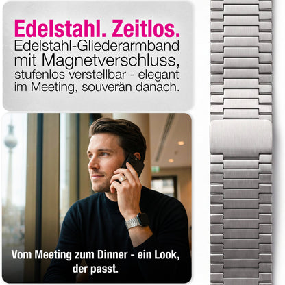 NALIA Chronos Edelstahl Armband kompatibel mit Apple Watch Armband SE iWatch Series 10 9 8 7 6 5 4 3 2 1 38/40/41/42mm, Magnetisches Loop-Armband aus Metall mit Schnellverschluss