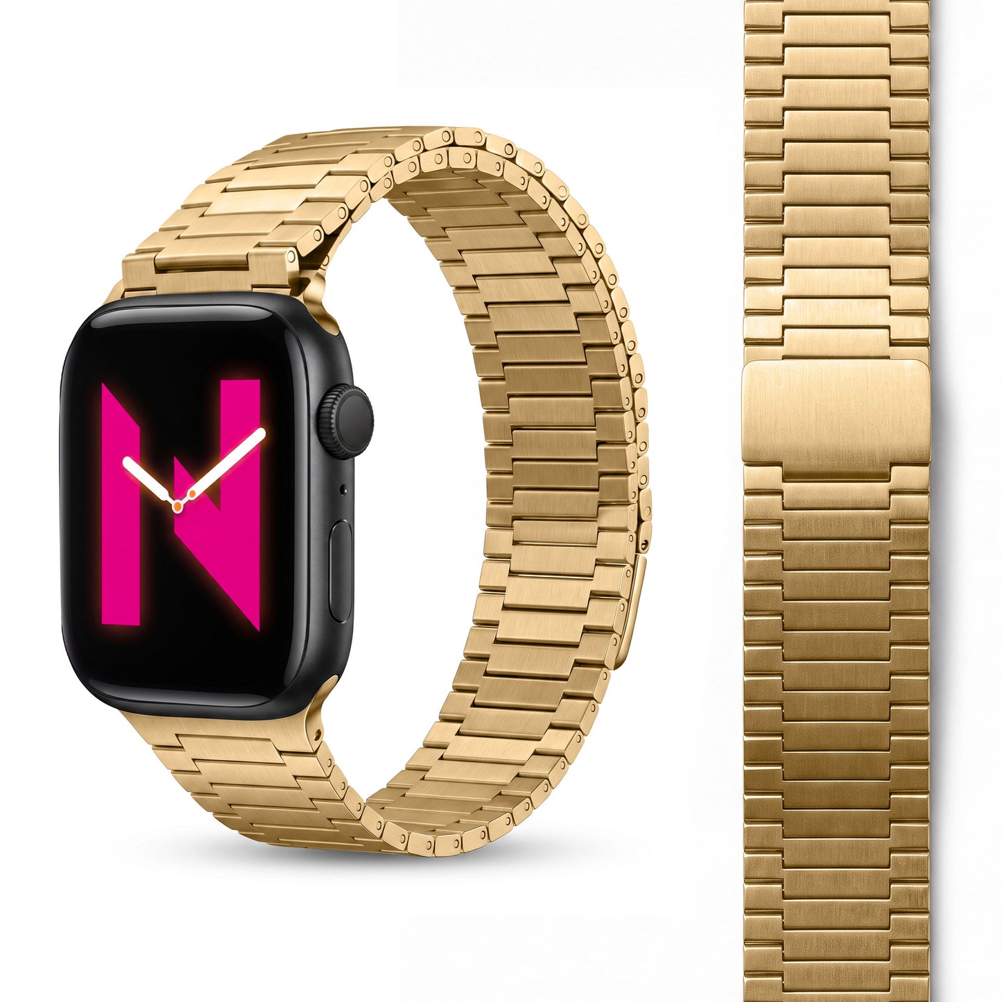 NALIA Chronos Metall Armband kompatibel mit Apple Watch Armband Ultra/SE iWatch Series 10 9 8 7 6 5 4 3 2 1, 42/44/45/46/49mm, Edelstahl Loop-Armband Magnetverschluss, Rostfrei