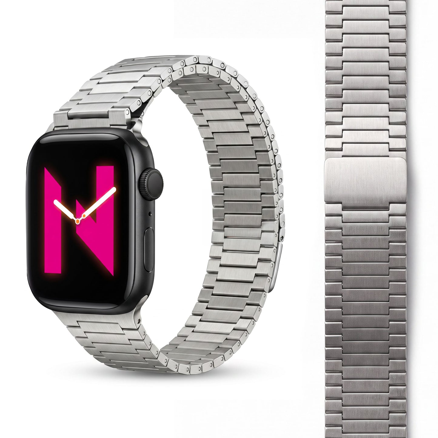 NALIA Chronos Metall Armband kompatibel mit Apple Watch Armband Ultra/SE iWatch Series 10 9 8 7 6 5 4 3 2 1, 42/44/45/46/49mm, Edelstahl Loop-Armband Magnetverschluss, Rostfrei