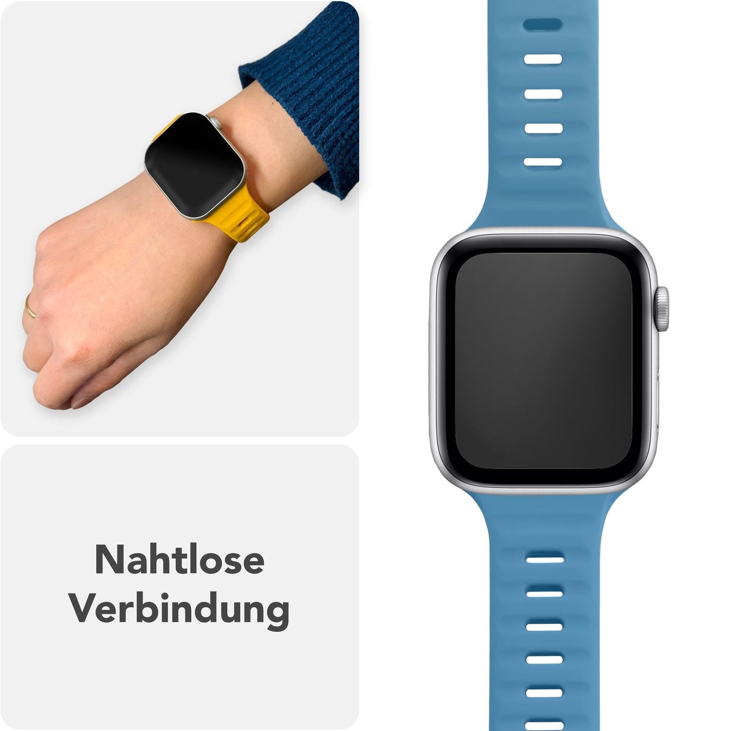 NALIA Motion Silikon Armband kompatibel mit Apple Watch Armband iWatch Series SE/10/9/8/7/6/5/4/3/2/1, 38/40/41/42mm, Ersatzarmband Soft Sportarmband mit Steck-Pin Verschluss