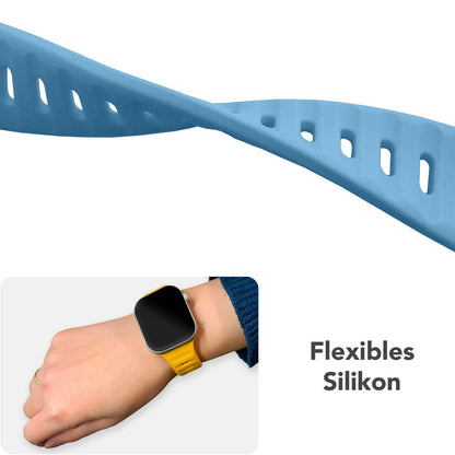 NALIA Motion Silikon Armband kompatibel mit Apple Watch Armband iWatch Series SE/10/9/8/7/6/5/4/3/2/1, 38/40/41/42mm, Ersatzarmband Soft Sportarmband mit Steck-Pin Verschluss