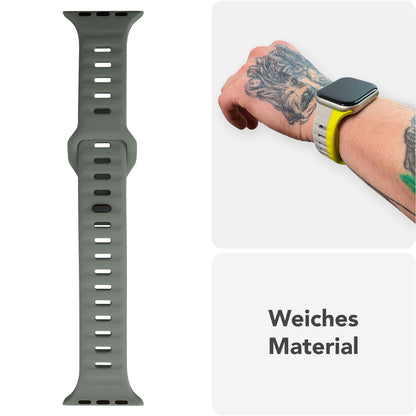 NALIA Motion Silikon Armband kompatibel mit Apple Watch Armband iWatch Series SE/10/9/8/7/6/5/4/3/2/1, 38/40/41/42mm, Ersatzarmband Soft Sportarmband mit Steck-Pin Verschluss