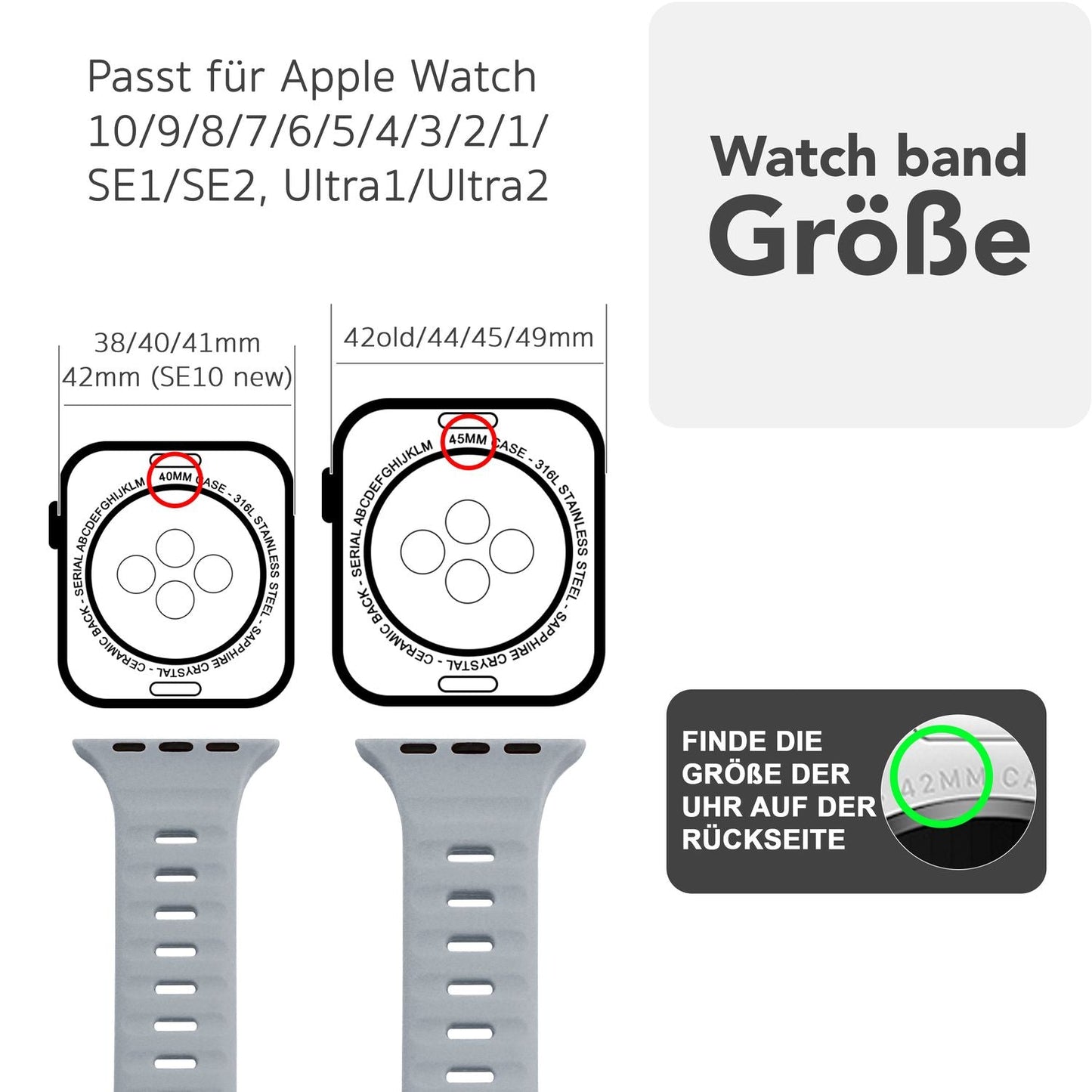 NALIA Motion Silikon Armband kompatibel mit Apple Watch Armband iWatch Series SE/10/9/8/7/6/5/4/3/2/1, 38/40/41/42mm, Ersatzarmband Soft Sportarmband mit Steck-Pin Verschluss