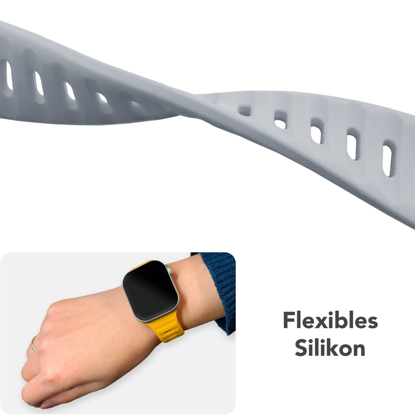 NALIA Motion Silikon Armband kompatibel mit Apple Watch Armband iWatch Series SE/10/9/8/7/6/5/4/3/2/1, 38/40/41/42mm, Ersatzarmband Soft Sportarmband mit Steck-Pin Verschluss