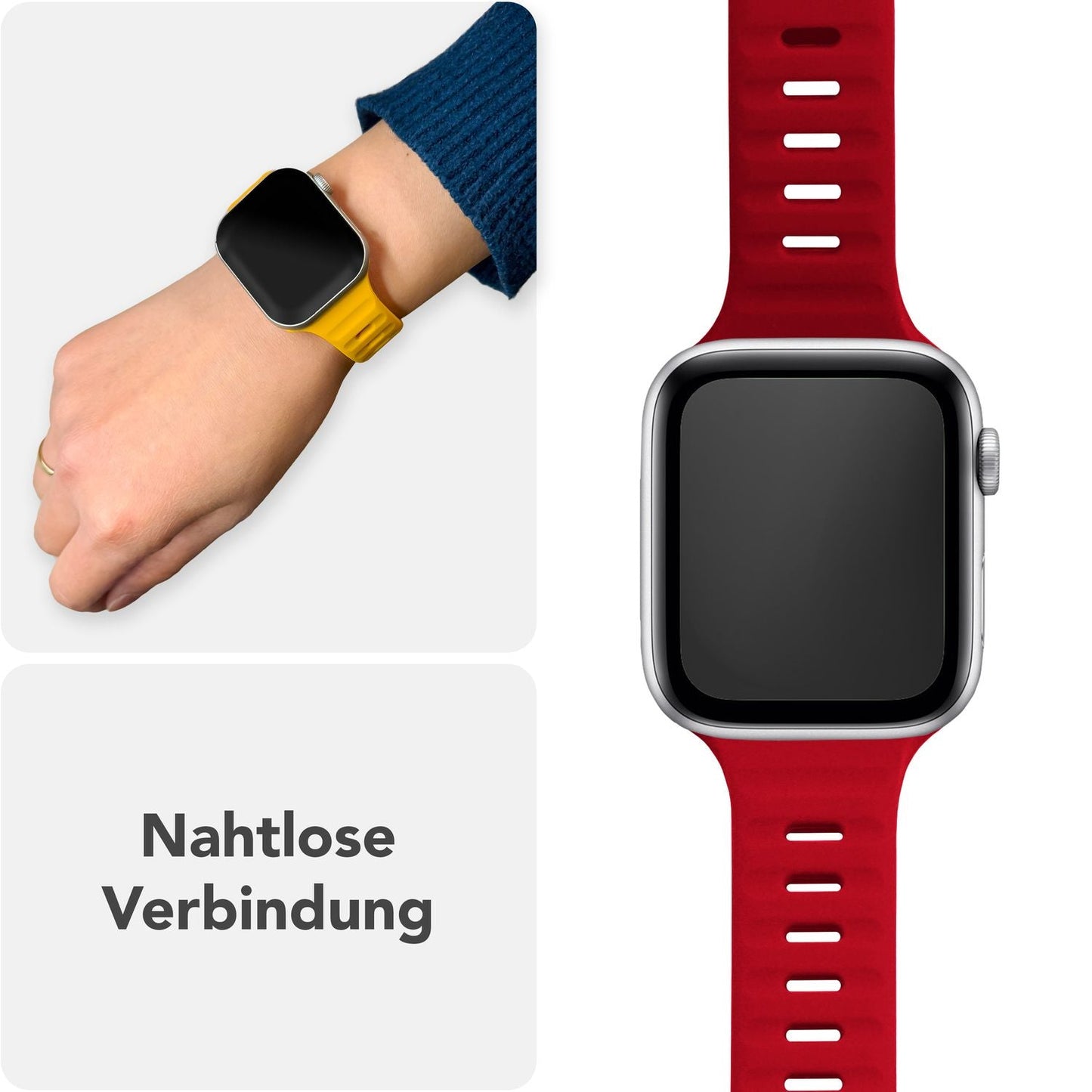 NALIA Motion Silikon Armband kompatibel mit Apple Watch Armband iWatch Series SE/10/9/8/7/6/5/4/3/2/1, 38/40/41/42mm, Ersatzarmband Soft Sportarmband mit Steck-Pin Verschluss