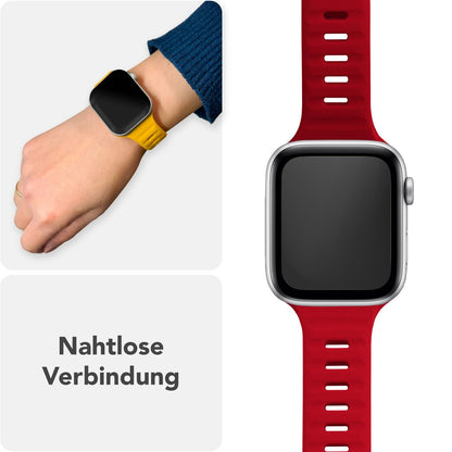 NALIA Motion Silikon Armband kompatibel mit Apple Watch Armband iWatch Series SE/10/9/8/7/6/5/4/3/2/1, 38/40/41/42mm, Ersatzarmband Soft Sportarmband mit Steck-Pin Verschluss