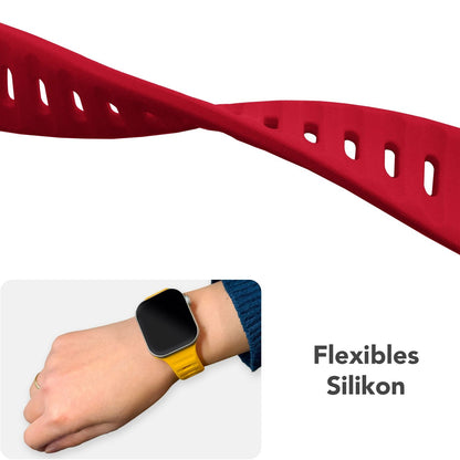 NALIA Motion Silikon Armband kompatibel mit Apple Watch Armband iWatch Series SE/10/9/8/7/6/5/4/3/2/1, 38/40/41/42mm, Ersatzarmband Soft Sportarmband mit Steck-Pin Verschluss