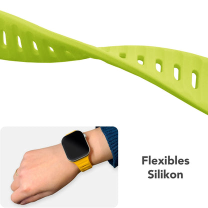 NALIA Motion Silikon Armband kompatibel mit Apple Watch Armband iWatch Series SE/10/9/8/7/6/5/4/3/2/1, 38/40/41/42mm, Ersatzarmband Soft Sportarmband mit Steck-Pin Verschluss