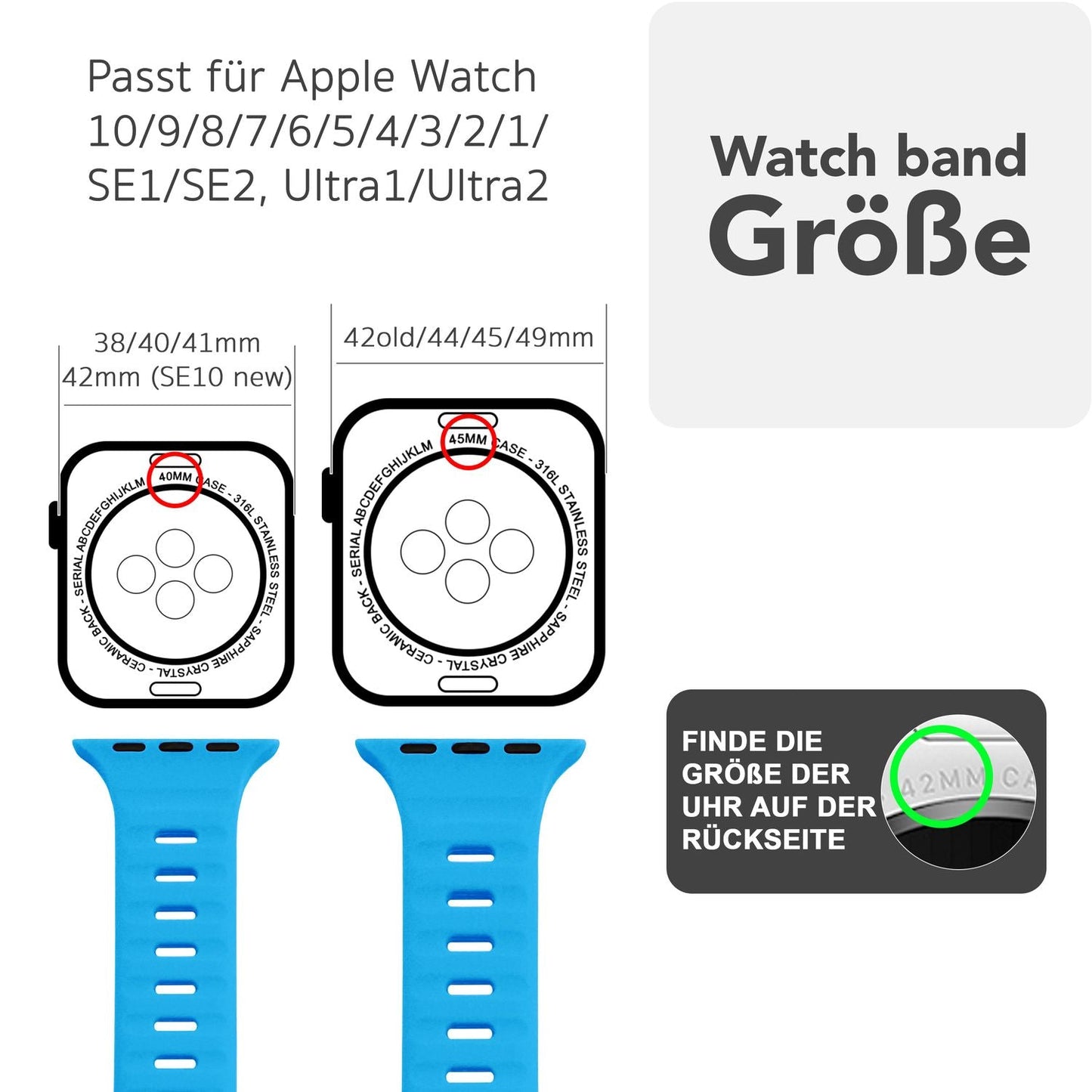 NALIA Motion Silikon Armband kompatibel mit Apple Watch Armband iWatch Series SE/10/9/8/7/6/5/4/3/2/1, 38/40/41/42mm, Ersatzarmband Soft Sportarmband mit Steck-Pin Verschluss