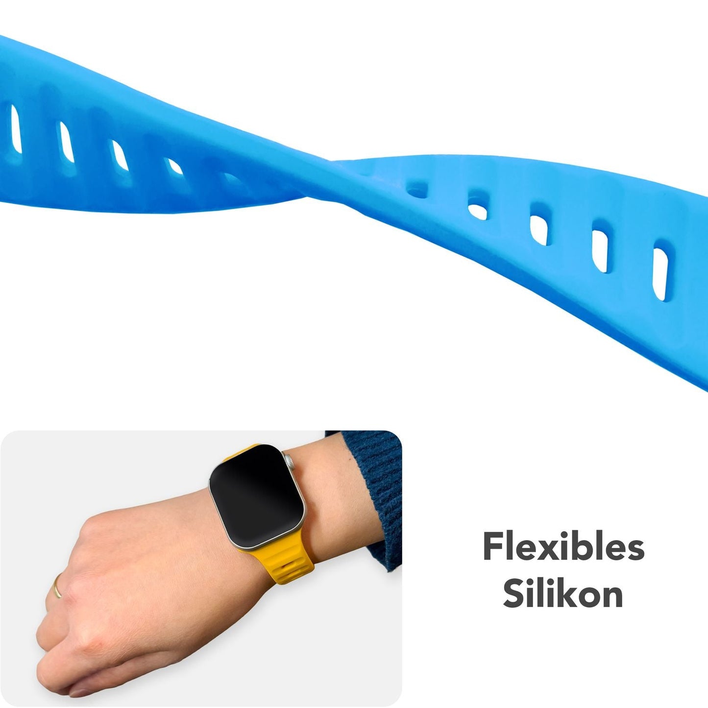 NALIA Motion Silikon Armband kompatibel mit Apple Watch Armband iWatch Series SE/10/9/8/7/6/5/4/3/2/1, 38/40/41/42mm, Ersatzarmband Soft Sportarmband mit Steck-Pin Verschluss